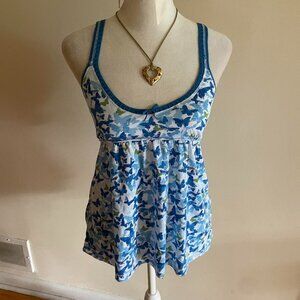 Y2K Blue Aeropostale Floral Babydoll Camisole